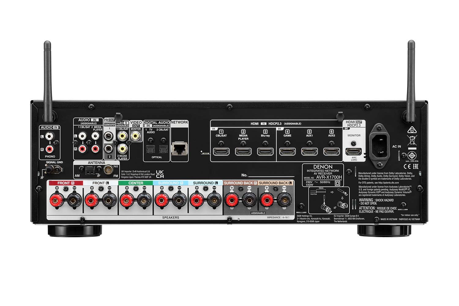 AV-Receiver Denon AVR-X1700H hinten