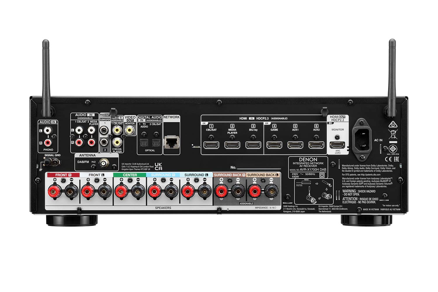 AV-Receiver Denon AVR-X1700H DAB hinten