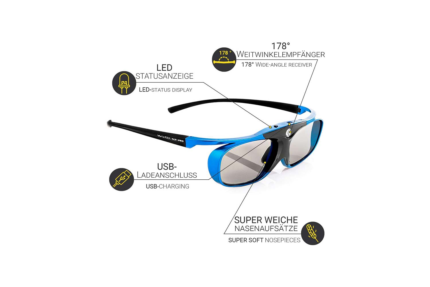 Hi-Shock 3D Brille DLP Pro Blue Heaven 