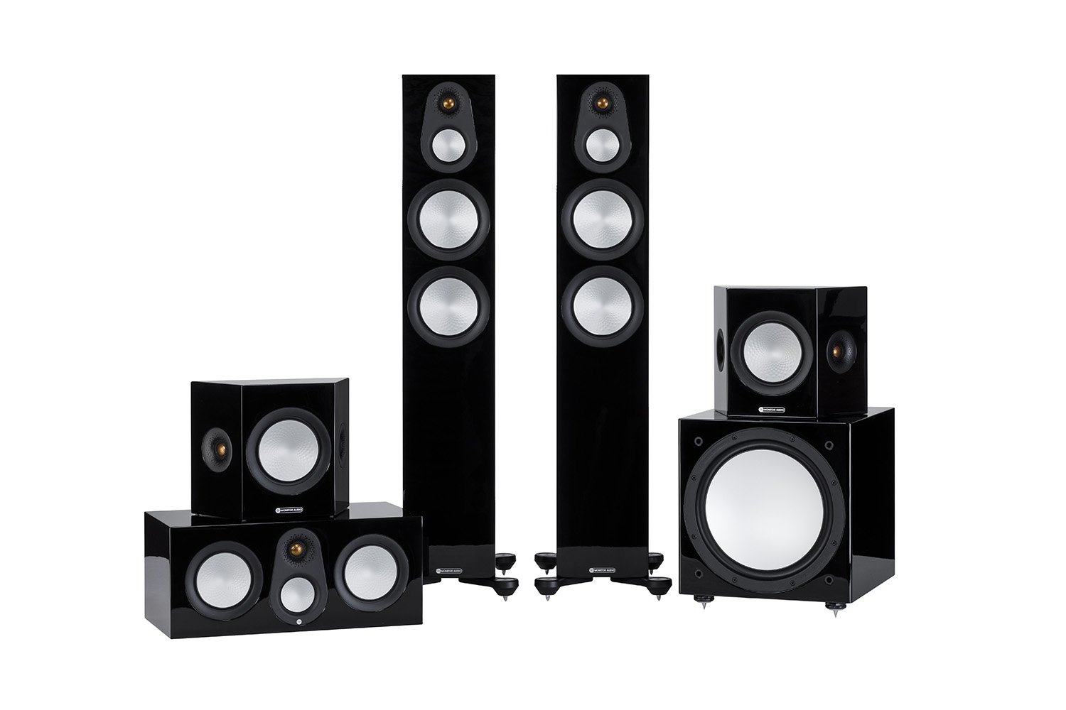 Monitor Audio Silver Cinema 300 7G 5.1 Lautsprecher Set - Hochglanz schwarz