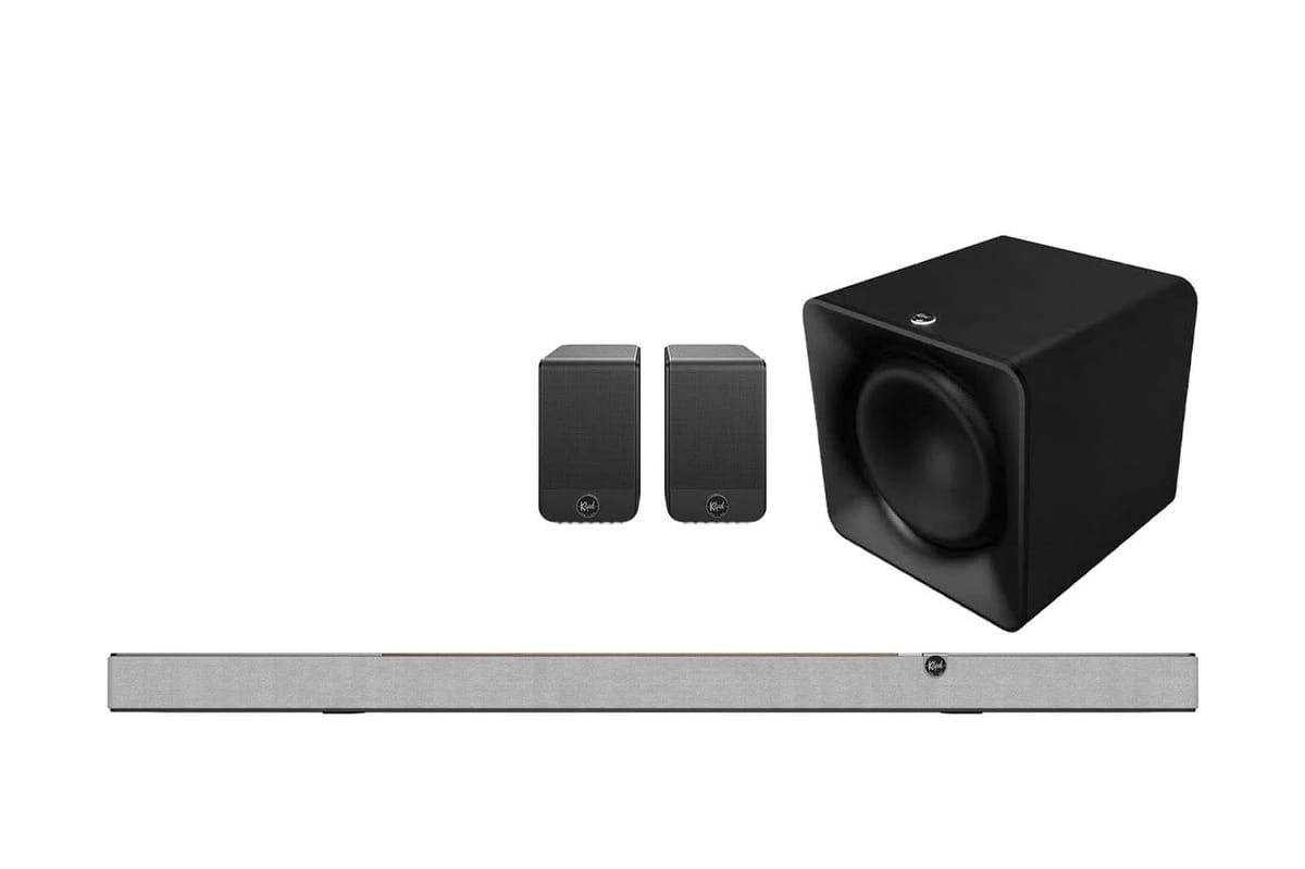 Set: Klipsch Flexus Core 300 Soundbar walnuss mit Surr 200 Surroundspeaker & Sub 200 Subwoofer