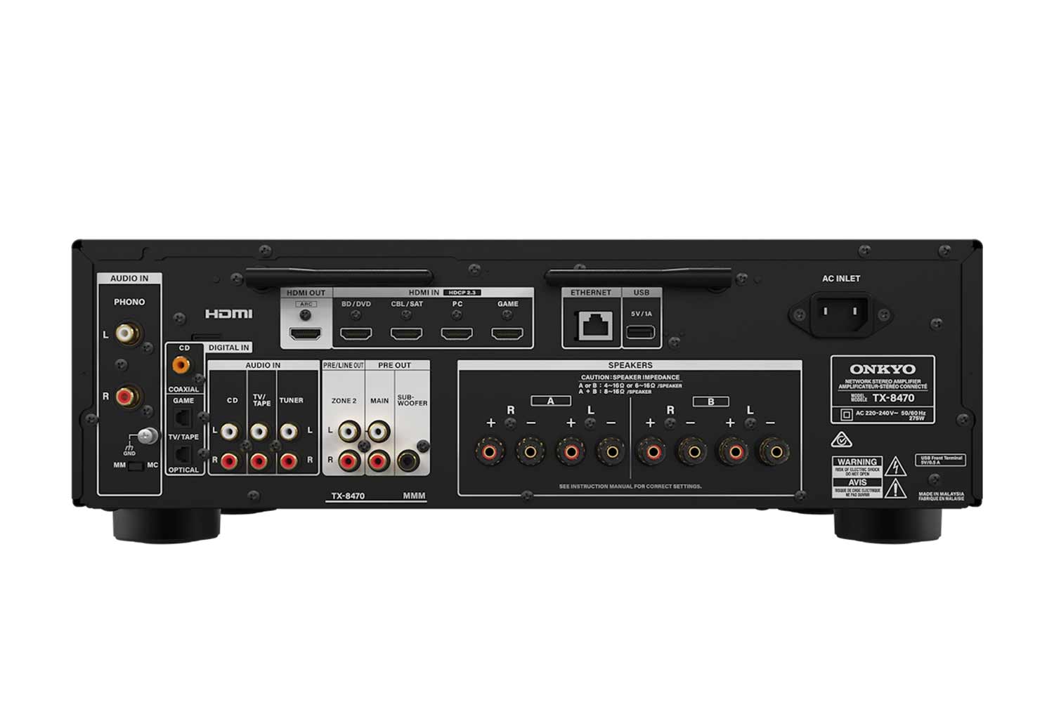 Onkyo TX-8470 Stereo Receiver Anschlüsse