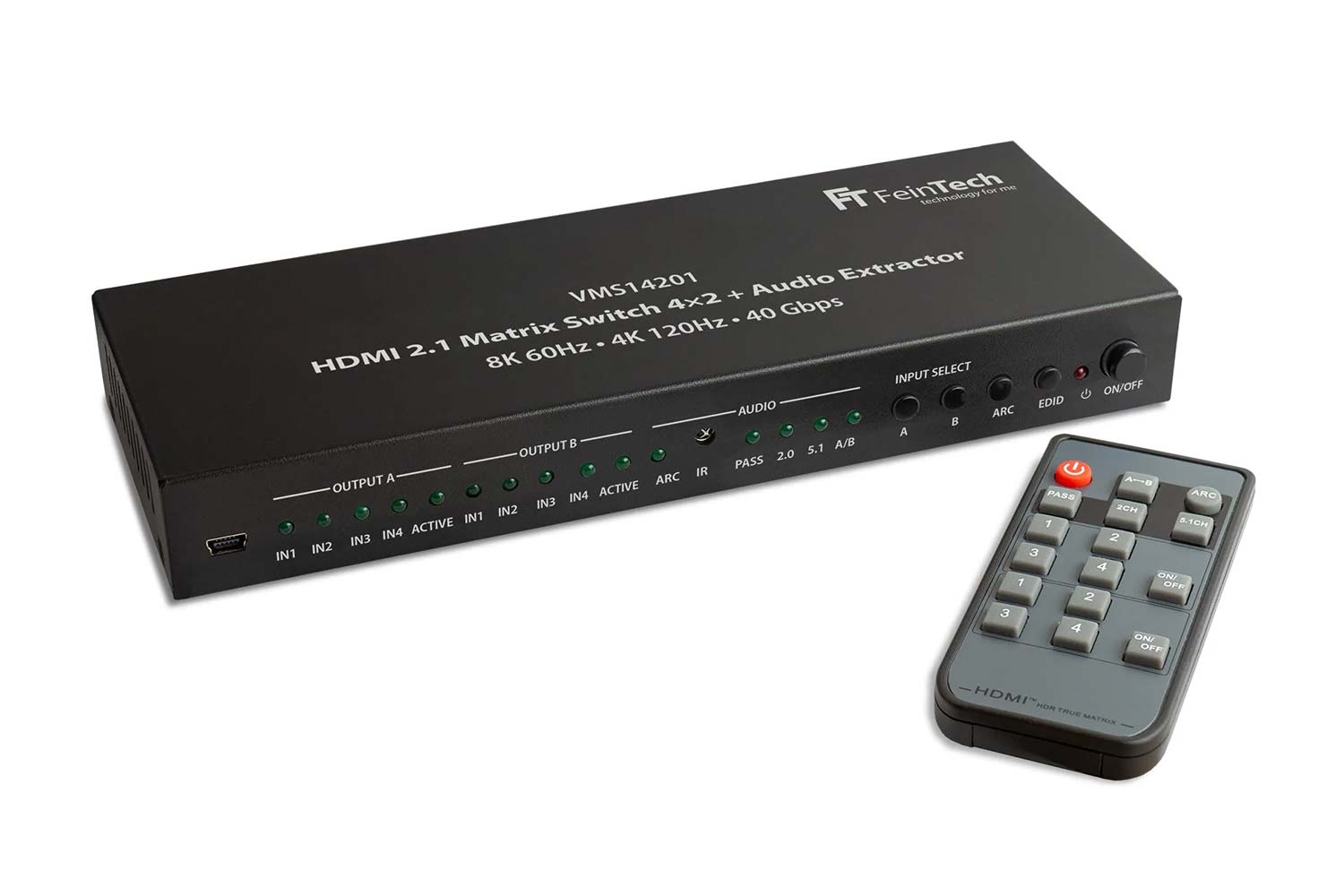 FeinTech HDMI 2.1 Matrix Switch 4x2 mit Audio Extractor (VMS14201)