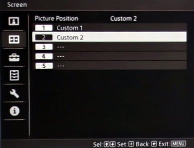 Lens Memory Funktion des XW6100