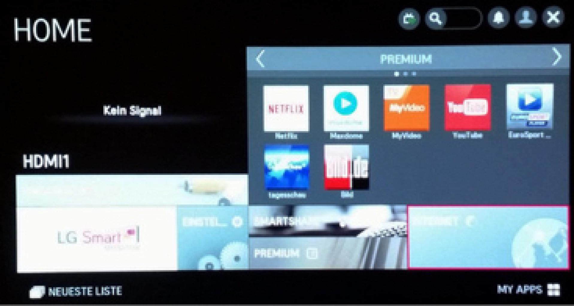 LG Largo Home Menue Bild