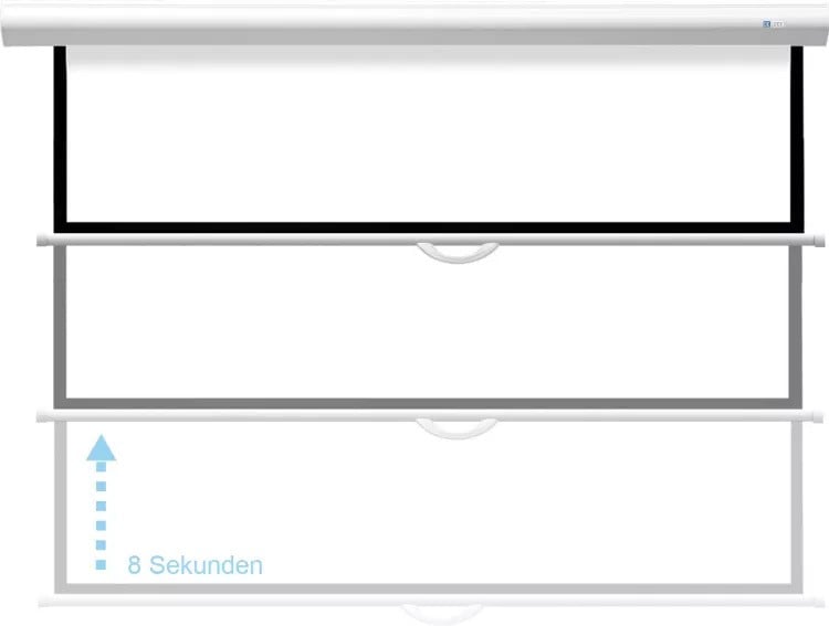 Beamer-Leinwand, die sich ausrollt.
